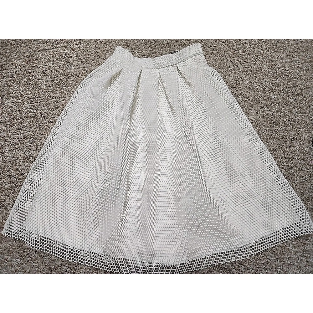 Topshop White Mesh Overlay Skirt Zip 6‎ NWT $105 26x27
